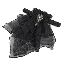 Load image into Gallery viewer, AS08001 black Gothic chiffon lace bow tie