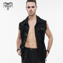 Load image into Gallery viewer, SHT094 black punk sleeveless men's tattered shirt