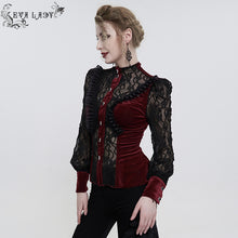 Load image into Gallery viewer, ESHT01502 red fringed iris mesh Goth Shirt