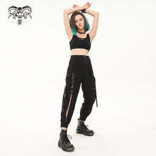 Load image into Gallery viewer, PT181 tied with rope hollow out punk women overalls