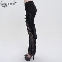 Load image into Gallery viewer, EPT01101 Black Asymmetric Dark Pattern Flare Pants