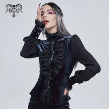 Load image into Gallery viewer, SHT074 Gothic high neck black and red blouse
