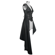 Load image into Gallery viewer, SKT089 zipper up asymmetric sleeveless women punk rock mid-length leather dress