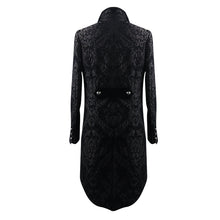 Load image into Gallery viewer, CT105 Gothic jacquard high-low men warm black dress coat with slit
