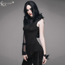 Load image into Gallery viewer, ETT003 Summer sexy ladies single flared sleeve hip covered stretchy mesh T-shirt