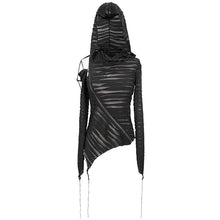 Load image into Gallery viewer, TT147 Two-wear basic hooded T-shirt with diagonal zipper