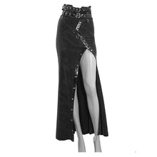 Load image into Gallery viewer, SKT101 High side slit design Japanese sexy girls black half skirts with adjusted loops