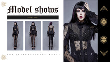 Load image into Gallery viewer, ESHT005 See through diamond pattern lace sexy ladies gothic chiffon blouse with beaded flower