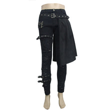 Load image into Gallery viewer, PT032 adjusted loops punk rock broken holes black men ripped trouser with skirt