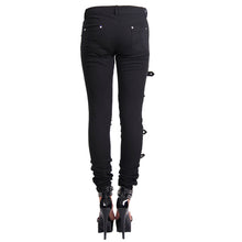 Load image into Gallery viewer, PT009 Devil fashion black broken holes punk women ripped jeans with loops