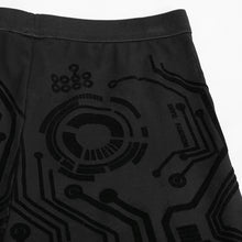 Load image into Gallery viewer, PT141 Cyberpunk circuit diagram flocking stretch mesh leggings