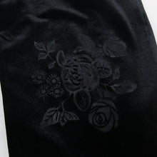 Load image into Gallery viewer, EPT005 transparent rose patterned lace velvet stretchy bell-bottom pants with flowers