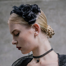 Load image into Gallery viewer, AS001 Devil fashion headwear sexy women Gothic black roses feather hairpin