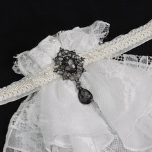Load image into Gallery viewer, AS08002 white Gothic chiffon lace bow tie