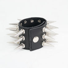 Load image into Gallery viewer, AS079 punk unisex heavy metal wide multi-row spiked leather bracelet