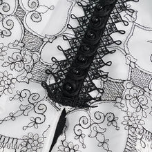 Load image into Gallery viewer, AS121 Black Thread Embroidered White Gothic Bow Tie
