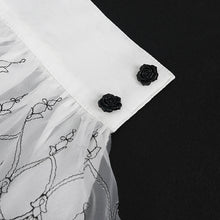 Load image into Gallery viewer, AS122 Black Thread Embroidered White Gothic oversleeves