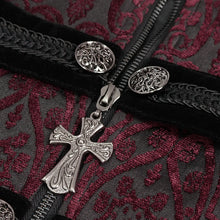 Load image into Gallery viewer, CT19902 Gothic dark pattern four-breasted black and red coat
