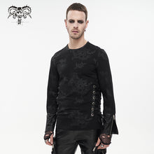 Load image into Gallery viewer, TT204 Men Torn Spider Web Printed Long Sleeve T-Shirt
