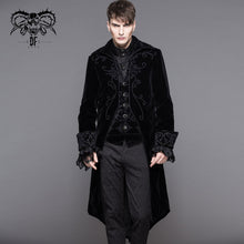 Load image into Gallery viewer, CT02801 Men black gothic hand-embroidered fake two pieces velvet coats