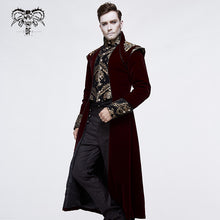 Load image into Gallery viewer, CT11802 western fashion noble party golden embroidery wine fleece men long coat