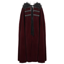 Load image into Gallery viewer, CA02602 Gothic wine fur collar velvet cloak