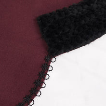 Load image into Gallery viewer, CA02802 wine double sided woolen contrast color shawl with fur