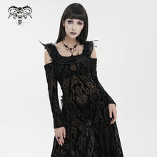 Load image into Gallery viewer, SKT163 Gothic flocked printing off-the-shoulder dress