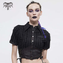Load image into Gallery viewer, SHT065 Vertical Tattered Military Uniform Short Blouse