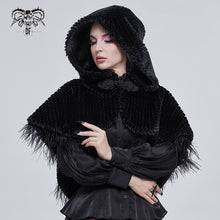 Load image into Gallery viewer, CA02501 Short dark grained plush hooded cloak