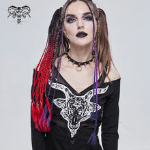 Load image into Gallery viewer, TT178 Devil sheep head printed long-sleeved off-the-shoulder T-shirt