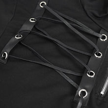 Load image into Gallery viewer, TT210 black men short sleeves shoulder string loose Hoodie