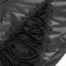 Load image into Gallery viewer, PT202 Queen Flocked laced up Goth Leggings