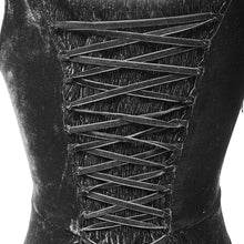 Load image into Gallery viewer, ESKT027 Gothic party Queen velvet flat shouders lace up deep V chest slim sexy long dress