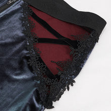 Load image into Gallery viewer, EPT007 New arrival cutout crotch black and red sexy women velvet flared pants with lace