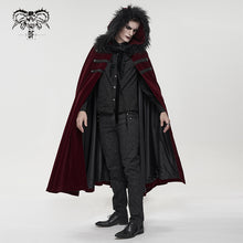 Load image into Gallery viewer, CA02602 Gothic wine fur collar velvet cloak