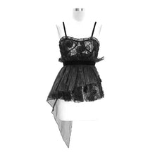 Load image into Gallery viewer, ECST003 Asymmetric embroidered organza hem velvet belt sexy women lace camisole