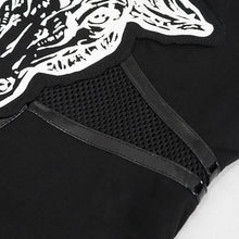 Load image into Gallery viewer, TT178 Devil sheep head printed long-sleeved off-the-shoulder T-shirt