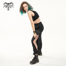 Load image into Gallery viewer, PT178 Women elastic waistband side slit mesh punk pencil pants