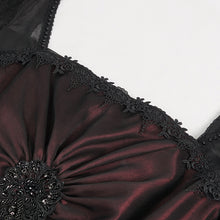 Load image into Gallery viewer, ESKT03702 RED Satin Lace Long Sleeve Gown Dress
