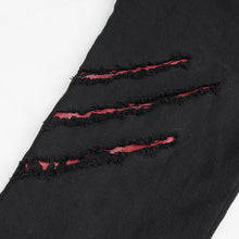 Load image into Gallery viewer, PT191 Ripped Leg Bloody Printed Men's Punk Trousers
