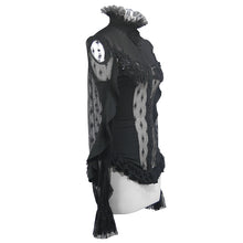 Load image into Gallery viewer, ESHT005 See through diamond pattern lace sexy ladies gothic chiffon blouse with beaded flower