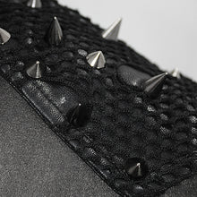 Load image into Gallery viewer, CT131 five-pointed star spiked zipper up punk mesh women coat with loops