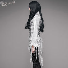 Load image into Gallery viewer, ESHT002 daily lace tassels sexy women long sleeves lace up printed white blouse