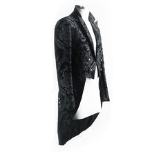 Load image into Gallery viewer, CT105 Gothic jacquard high-low men warm black dress coat with slit
