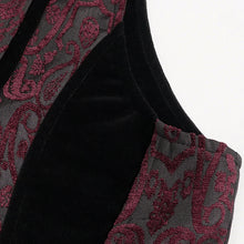 Load image into Gallery viewer, WT07002 Gothic dark pattern black and red vest (with brooch)
