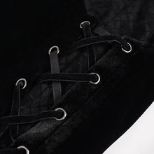 Load image into Gallery viewer, EPT009 stage see-through side laced up velvet flared black women gothic trousers