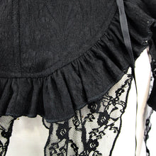 Load image into Gallery viewer, ESHT001 irregular hem lace triangular tassels jacquard sexy women long sleeves black blouse