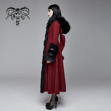 Load image into Gallery viewer, CT12602 daily life winter sexy women red gothic party woolen hooded long coat with fur