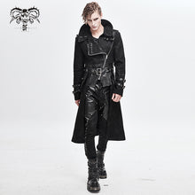 Load image into Gallery viewer, CT143 winter military uniform open collar printed punk men belted long coat with bag